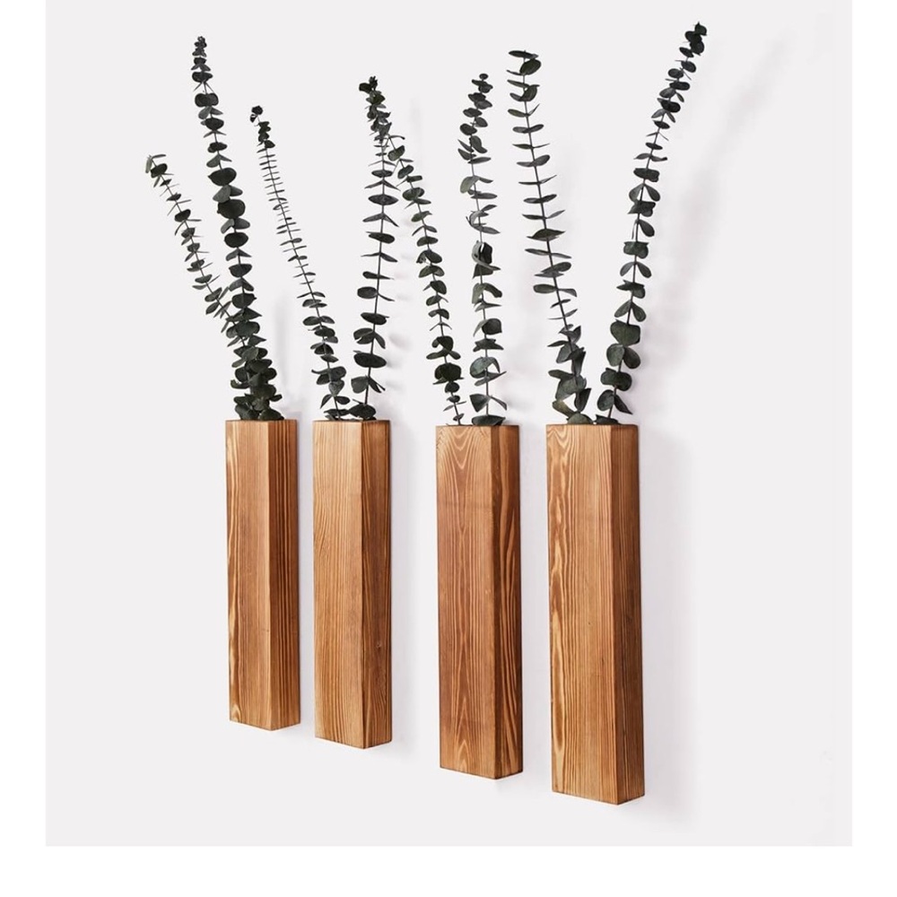 Modern Wooden Wall Vase Set (NWOT)